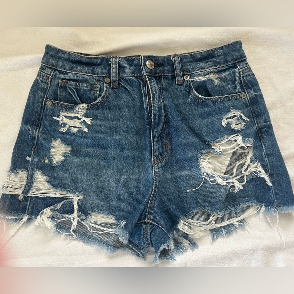 American Eagle Outfitters Distressed Blue Denim Cutoff Shorts